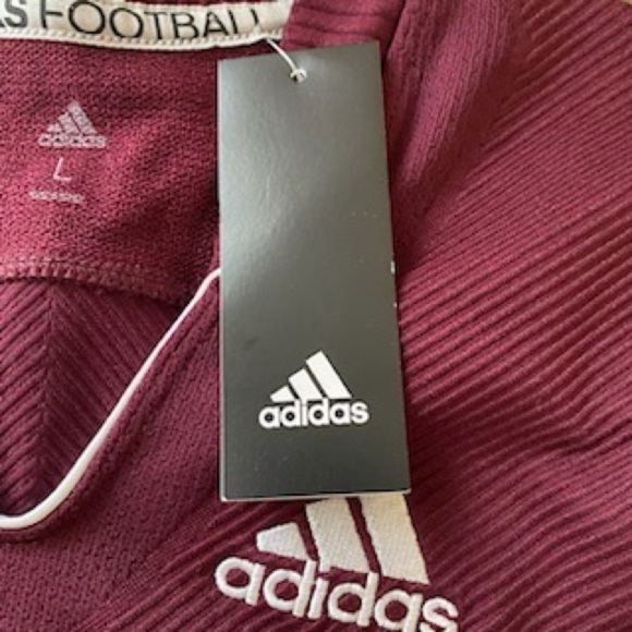 Adidas New Mens Size L PrimeKnit A1 Football V Neck Jersey Maroon and White Trim - Picture 6 of 8